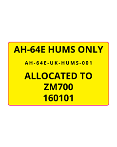 80x50mm AH-64E HUMS ONLY Labels