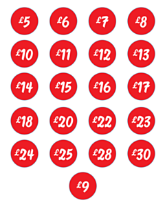 25mm Price Labels - 22 Sorts