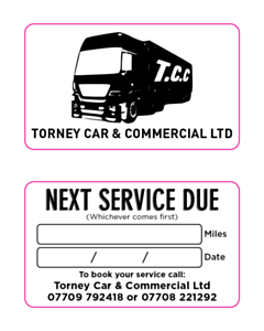 Torney Car Next Service Due Window Stickers