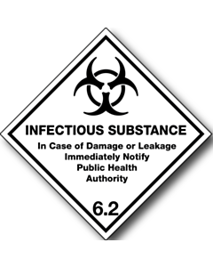 Infectious Substance 6.2 Placard Labels 250x250mm
