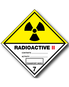 Radioactive II 7 Placard Labels 250x250mm