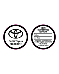 Curtis Toyota Coleraine Service Reminder Window Stickers