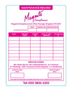 Magenta Compliance Fire Extinguisher Labels