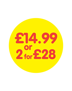 £14.99 or 2 for £28 Labels