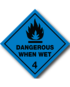 Dangerous When Wet 4 Placard Labels 250x250mm