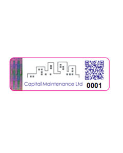 60x20mm Novatech Asset Labels with Hologram and QR Code