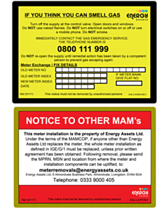 105x148mm Northend Labels - 2 Sorts - Meter Exchange & Notice