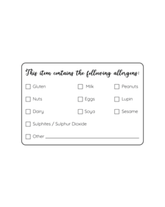 Cake Allergen Stickers 76x51mm
