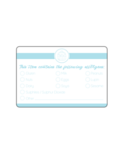 Cake Box Allergen Stickers Blue 76x51mm