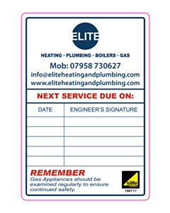 95x65mm Elite Heating Gas Service Labels 