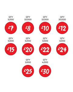 25mm Price Labels - 10 Sorts
