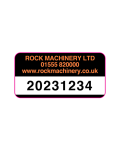 40x20mm Rock Machinery Asset Labels - Black & Orange