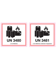 120x110mm UN3480 / UN3481 Battery Labels