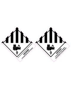 100x120mm Class 9 Lithium Battery Labels - 2 Sorts 