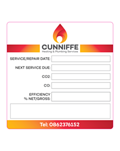 100x100mm Oil Burner Service Labels