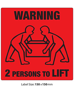 2 Persons to Lift Labels 150x150mm
