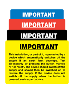 RCD Test Labels 95x65mm