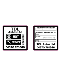 60x60mm TDL Autos MOT / Service Reminder Labels