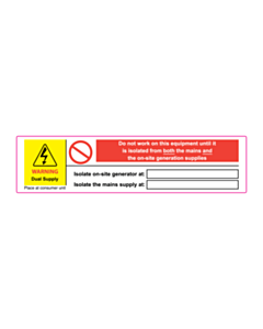 90x22mm PV Dual Supply Consumer Unit Labels