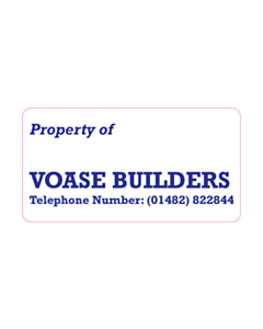 63x33mm Property of S Voase Builders Labels