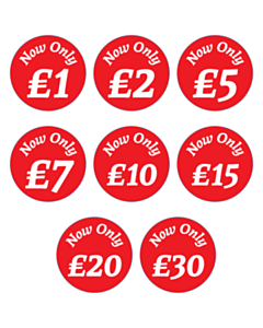 50mm Diameter Price Labels - 8 Sorts