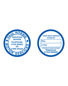 50mm Diameter Paul Robbie Service Window Stickers