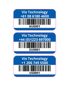 30x15mm Vix Technology Asset Labels - 3 Sorts 