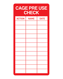 100x50mm Cage Pre Use Check Labels