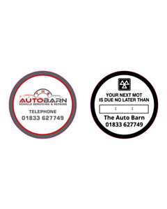 50mm Diameter Auto Barn Service / MOT Window Stickers 
