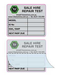 50x60mm TJI Solutions Australia Sale Hire Repair Test Label