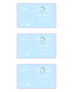 80x50mm Bota Body Candle Labels - 3 Sorts