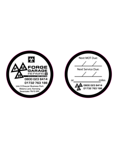 50mm Diameter Forge Garage MOT & Service Window Stickers