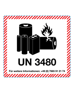 120x110mm UN3480 German Battery Labels