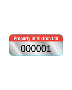 38x15mm Property of Aixtron Aluminium Asset Labels