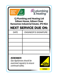 95x65mm CJ Plumbing & Heating Service Labels