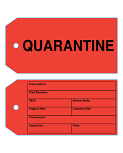 133x70mm Red Arch Engineering Quarantine Red Tags 