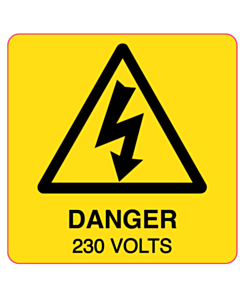 50x50mm Danger 230 Volts Labels 