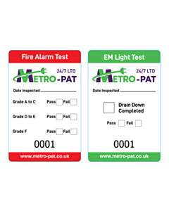 85x55mm Fire Alarm / Emergency Light Test Labels