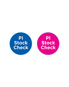 15mm Diameter PI Stock Check Labels -2 Sorts 
