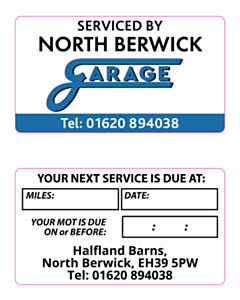 80x50mm North Berwick MOT / Service Labels 
