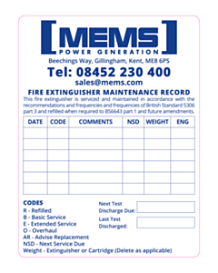100x75mm MEMES Power Generation Fire Service Labels