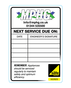 95x65mm MPHG Boiler Service Labels 