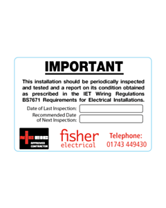 95x65mm Fisher Electrical RCD Test Labels 