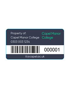 63x33mm Capel Manor College Asset Labels 
