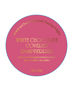 70mm Diameter White Chocolate Covered Raspberries Labels 