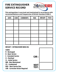 75x100mm Zicam Fire Maintenance Record Labels