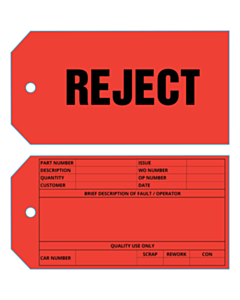 134x69mm Harmon Group Reject Tags