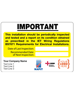 Personalised Periodic Inspection (EICR) Labels