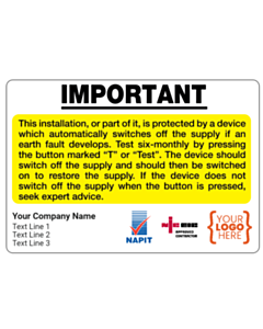 Personalised RCD Test Labels