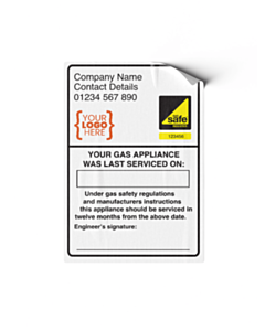 Custom Gas Safe Service Labels 65x95mm